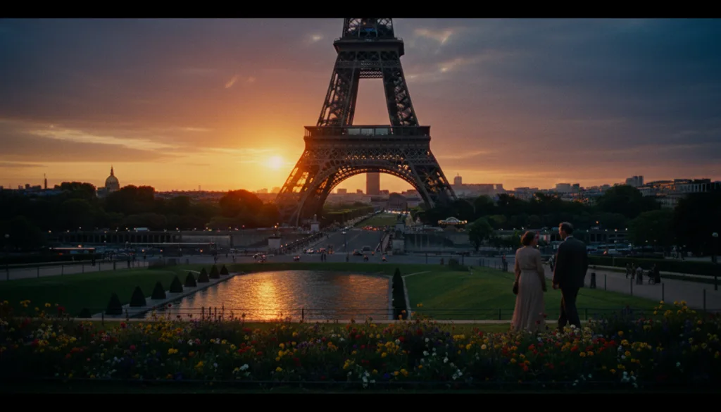 Une vue à couper le souffle de la Tour Eiffel, emblème de Paris, se dressant majestueusement sur un ciel flamboyant au crépuscule. Au premier plan, des jardins verdoyants et fleuris égayent la scène, tandis que des touristes élégamment vêtus flânent, admirant le monument. Au second plan, la Tour Eiffel, aux détails métalliques finement travaillés, est baignée d'une lumière dorée et chaleureuse, digne d'un film. À l'arrière-plan, la Seine scintille sous la lumière du soir, et la silhouette parisienne se floute légèrement, créant une impression de profondeur et de grandeur. Immortalisez ce paysage pittoresque en superbe résolution 8K, grâce à un objectif grand angle qui mettra en valeur la stature imposante de la tour et l'atmosphère magique du Paris crépusculaire. Une vue à couper le souffle de la Tour Eiffel, emblème de Paris, se dressant majestueusement sur un ciel flamboyant au crépuscule. Au premier plan, des jardins verdoyants et fleuris égayent la scène, tandis que des touristes élégamment vêtus flânent, admirant le monument. Au second plan, la Tour Eiffel, aux détails métalliques finement travaillés, est baignée d'une lumière dorée et chaleureuse, digne d'un film. À l'arrière-plan, la Seine scintille sous la lumière du soir, et la silhouette parisienne se floute légèrement, créant une impression de profondeur et de grandeur. Immortalisez ce paysage pittoresque en superbe résolution 8K, grâce à un objectif grand angle qui mettra en valeur la stature imposante de la tour et l'atmosphère magique du Paris crépusculaire.