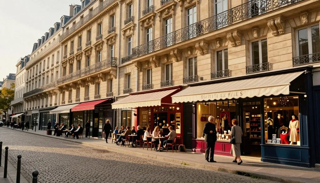 Sehatra mahafinaritra iray maneho distrika fivarotana manan-tantara ao Paris, ahitana arabe vita amin'ny vato voaravaka vatokely mahafinaritra tamin'ny taonjato faha-19. Eo aloha, ireo mponina eo an-toerana manao akanjo kanto dia mijery ireo fivarotana kanto voaravaka fampirantiana miloko marevaka eo am-baravarankely, mampiseho vokatra vita tanana sy lamaody kilasika. Ny eo afovoany dia mampiseho kafe be olona eny amoron-dalana, izay ankafizin'ny mpanjifa ny kafe eo ambanin'ny elo misy tsipika, raha milalao ao ambadika kosa ireo mpitendry mozika eny an-dalambe. Mijoalajoala etsy ambony ireo tranobe tranainy tsara tarehy, manankarena amin'ny antsipiriany ara-maritrano toy ny lavarangana vy vita amin'ny vy sy vato vita amin'ny vato saro-takarina. Ny masoandro mody dia mamoaka hazavana mafana sy volamena, mamorona rivo-piainana mavitrika nefa milamina. Nalaina tamin'ny fakantsary mivelatra, ny sary dia maka ny halaliny sy ny maha-zava-dehibe ny kolontsaina Parisiana, izay aseho amin'ny endrika amin'ny antsipiriany sy ny famaha 8k.
