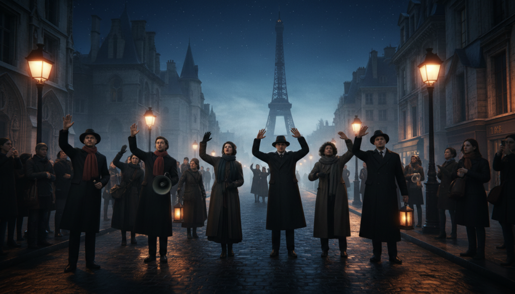 شام کا ایک دلفریب منظر جو پیرس میں سرفہرست گھوسٹ ٹور آپریٹرز کی نمائش کرتا ہے۔ پیش منظر میں، اچھے ملبوس ٹور گائیڈز کا ایک گروپ، پیشہ ورانہ لباس میں بالغ افراد، جوش و خروش سے متنوع سیاحوں کے ساتھ مشغول ہوتے ہیں جب وہ گرم، ٹمٹماتے گلیوں کے لیمپوں سے روشن موچی پتھر والی گلی کو تلاش کرتے ہیں۔ درمیانی زمین ایک دھندلا، پراسرار ماحول کے ساتھ مشہور پیرس فن تعمیر، جیسے گوتھک عمارات اور قدیم پتھر کے ڈھانچے کو ظاہر کرتی ہے۔ پس منظر میں، ایفل ٹاور کا سلیویٹ ستاروں سے چھڑکتے گہرے انڈگو آسمان کے سامنے جھکتا ہے۔ روشنی نرم لیکن ڈرامائی ہے، سایہ ڈالتی ہے جو بھوت بھرے ماحول کو بڑھاتی ہے۔ تصویر 8k ریزولیوشن میں بھرپور ساخت اور تفصیلات حاصل کرتی ہے، جو ایک پرفتن اور قدرے خوفناک موڈ کو جنم دیتی ہے۔ شام کا ایک دلفریب منظر جو پیرس میں سرفہرست گھوسٹ ٹور آپریٹرز کی نمائش کرتا ہے۔ پیش منظر میں، اچھے ملبوس ٹور گائیڈز کا ایک گروپ، پیشہ ورانہ لباس میں بالغ افراد، جوش و خروش سے متنوع سیاحوں کے ساتھ مشغول ہوتے ہیں جب وہ گرم، ٹمٹماتے گلیوں کے لیمپوں سے روشن موچی پتھر والی گلی کو تلاش کرتے ہیں۔ درمیانی زمین ایک دھندلا، پراسرار ماحول کے ساتھ مشہور پیرس فن تعمیر، جیسے گوتھک عمارات اور قدیم پتھر کے ڈھانچے کو ظاہر کرتی ہے۔ پس منظر میں، ایفل ٹاور کا سلیویٹ ستاروں سے چھڑکتے گہرے انڈگو آسمان کے سامنے جھکتا ہے۔ روشنی نرم لیکن ڈرامائی ہے، سایہ ڈالتی ہے جو بھوت بھرے ماحول کو بڑھاتی ہے۔ تصویر 8k ریزولیوشن میں بھرپور ساخت اور تفصیلات حاصل کرتی ہے، جو ایک پرفتن اور قدرے خوفناک موڈ کو جنم دیتی ہے۔