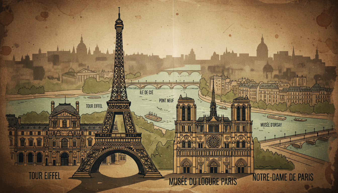 Map of Tourist Attractions in Paris