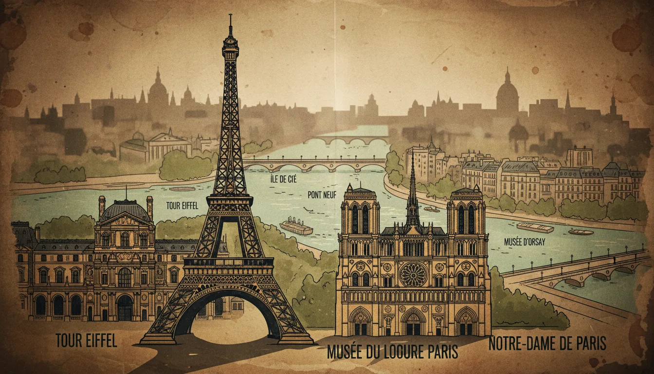 Mapa turistických atrakcií v Paríži